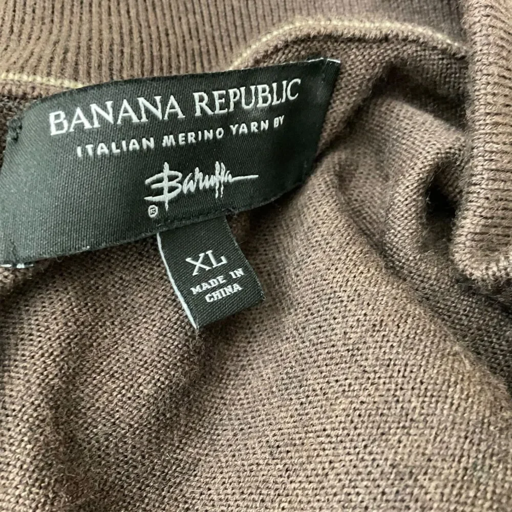 Banana Republic Merino Wool 1/4 Zip Sweater men’s XL mock neck  Winter